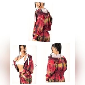 1926) LABIJOU Cropped Multicolor Tie Dye Zip Up Jacket Size Small